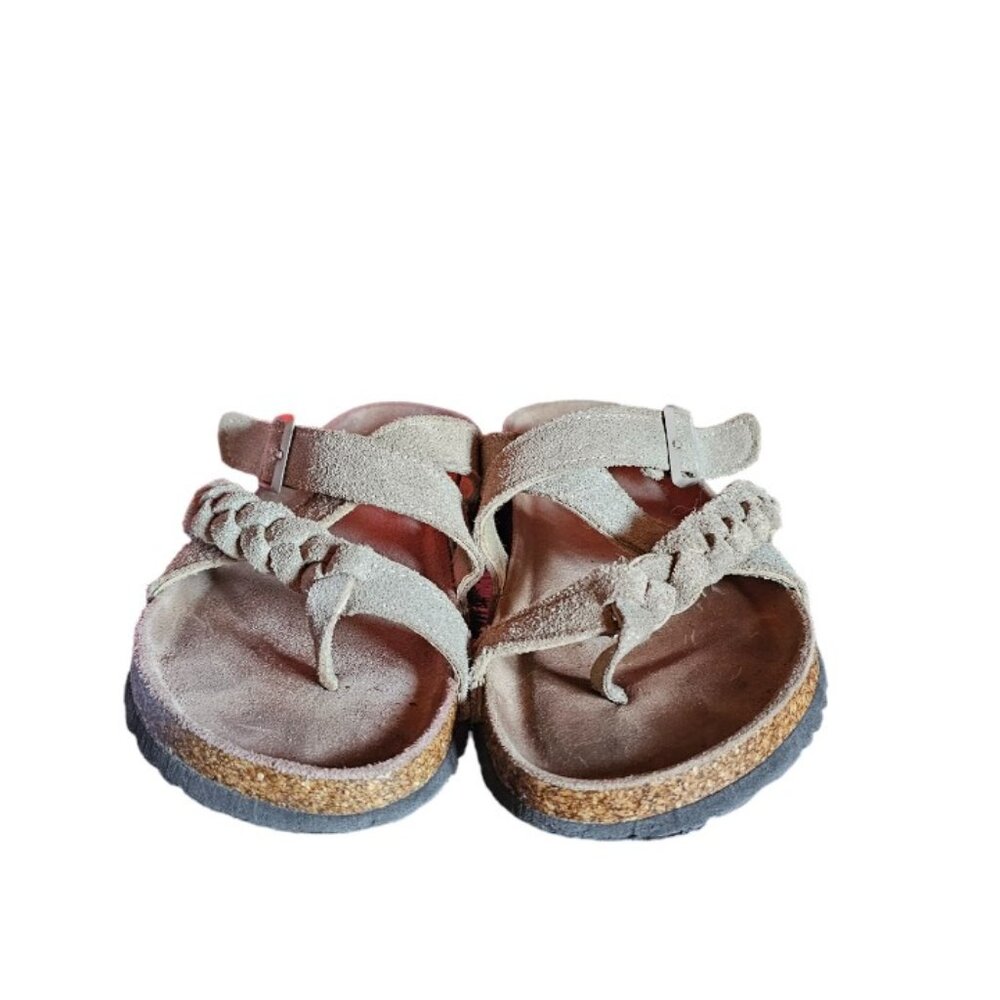Softmoc Suede Taupe Toe Loop Sandals - Picture 3 of 6